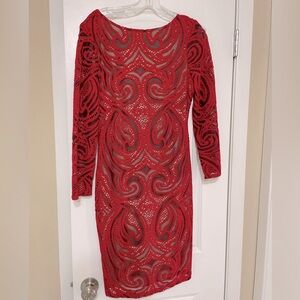 Women’s - Julia Jordan Red and Black Knit Midi Dress, NWT, Size 6